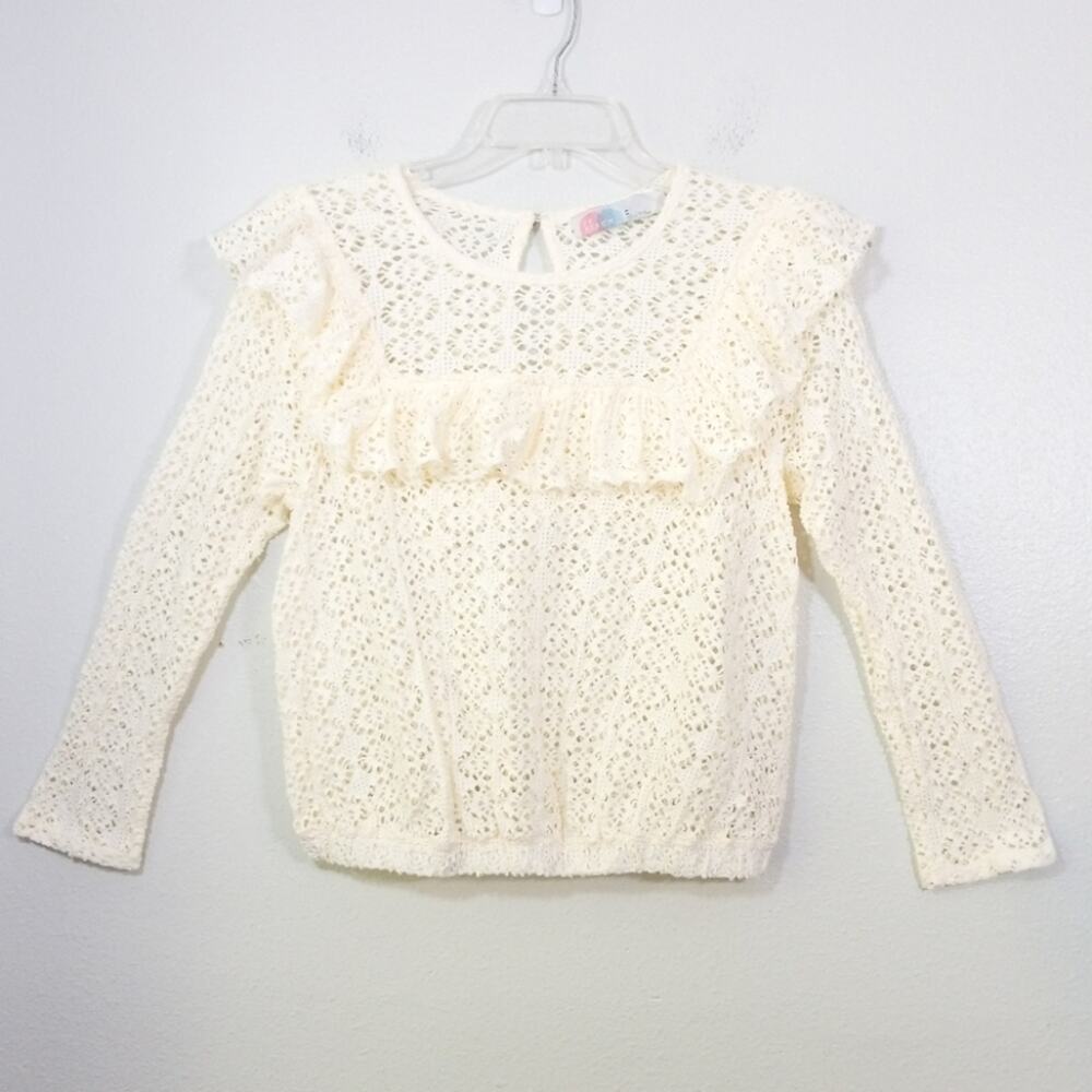 FP Beach Urban Outfitters cream crochet lace ruffled top M